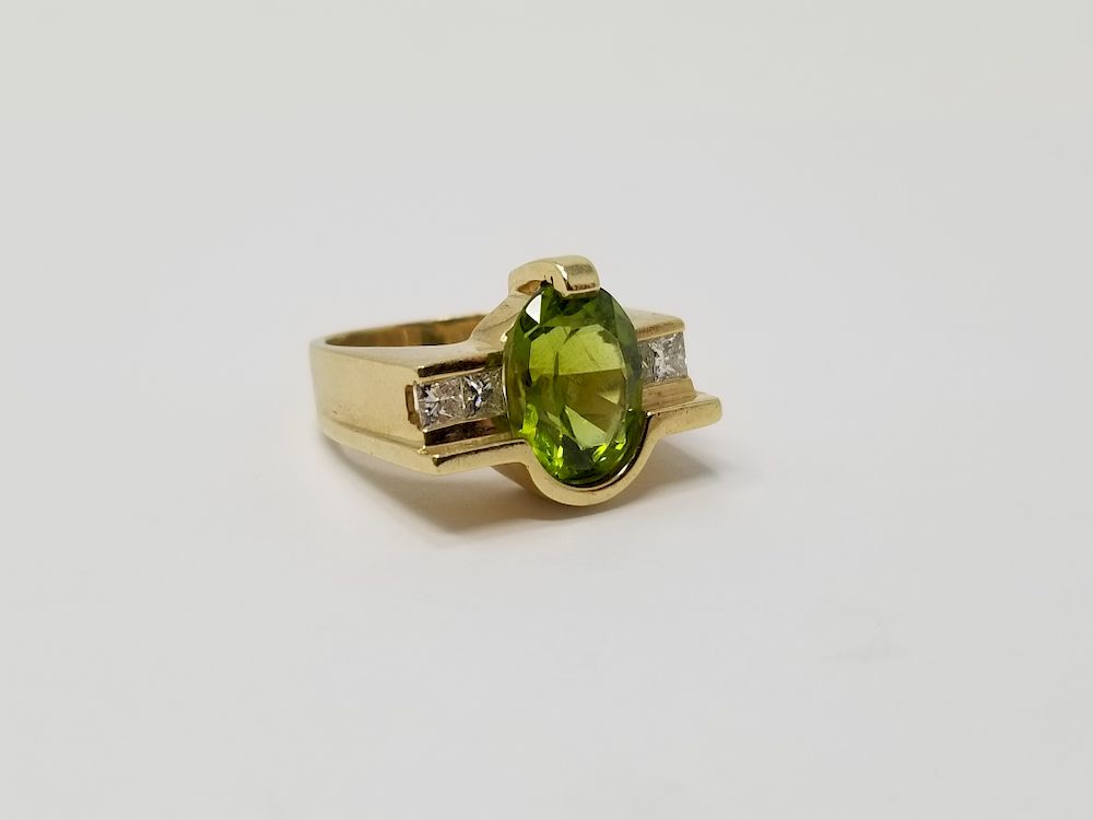 Appraisal: K Gold Tourmaline Diamond Ring K Gold Tourmaline Diamond Ring