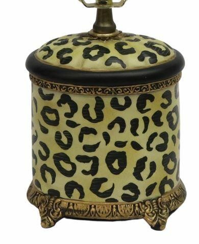 Appraisal: Decorative ceramic animal print table lamp late th c accented