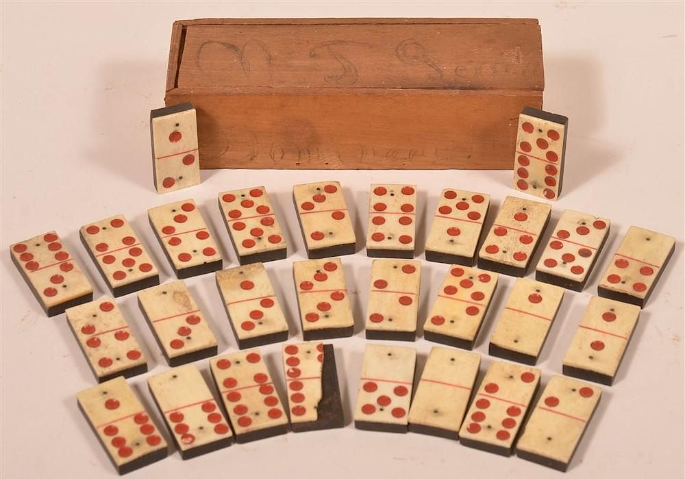 Appraisal: Set of th Century Bone and Ebony Dominos Set of