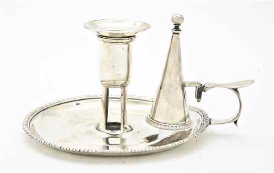 Appraisal: An English Silver Chamberstick Likely Richard Rugg I London of