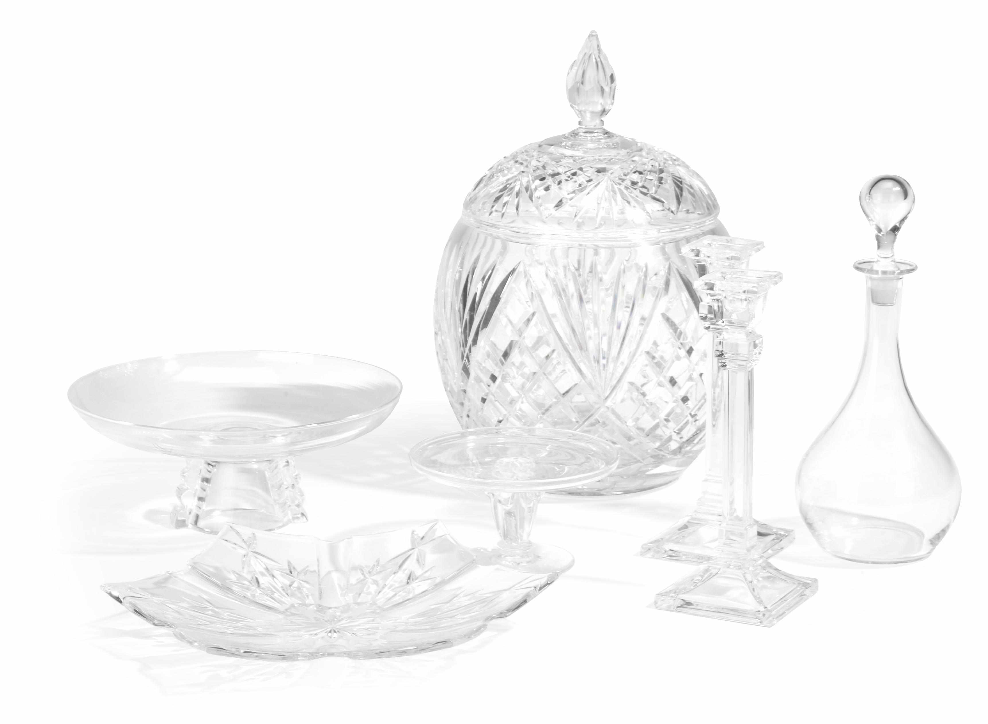 Appraisal: A group of seven clear glass table articles Comprising two