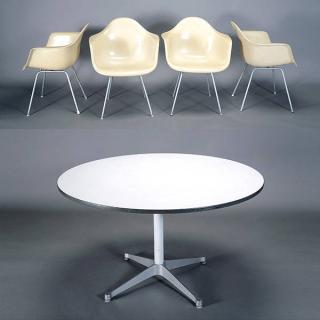 Appraisal: Eames Table Four Molded Fiberglass Chairs Eames Table With Four