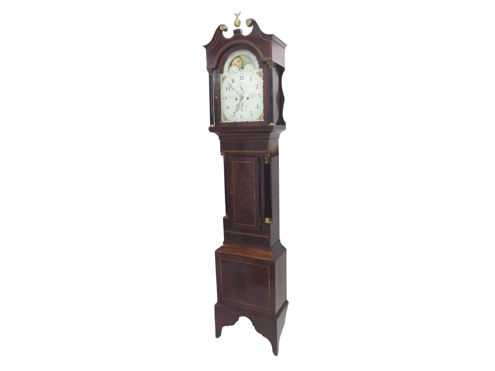 Appraisal: Mahogany eight day longcase clock the painted arched dial signed