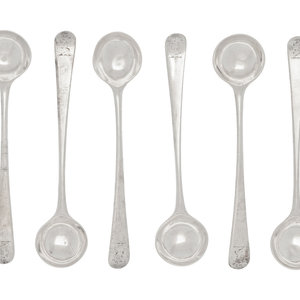 Appraisal: A Set of Six George III Silver Condiment Spoons Robert