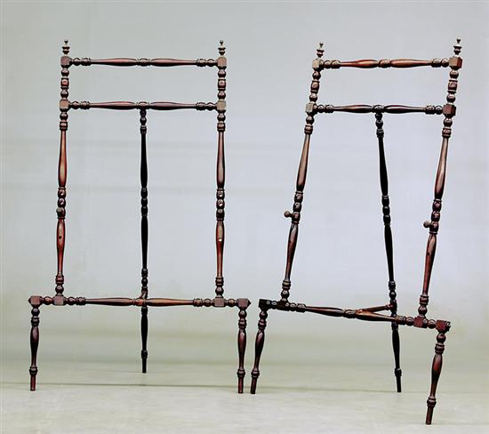 Appraisal: Pair American mahogany standing easels th century tripod form composed