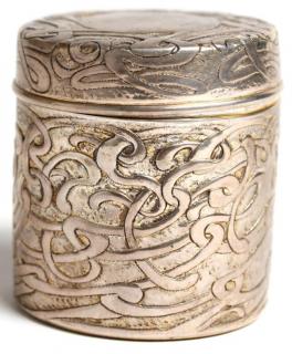 Appraisal: Art Nouveau Round Sterling Silver Vanity Jar Of cylindrical form