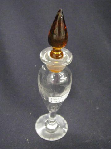 Appraisal: Fine Etched Crystal Perfume Bottle amber stopper