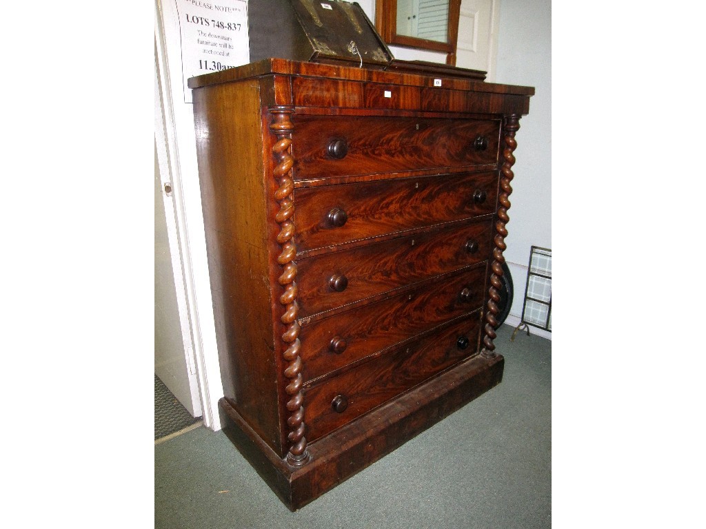 Appraisal: Victorian mahogany barley twist column chest