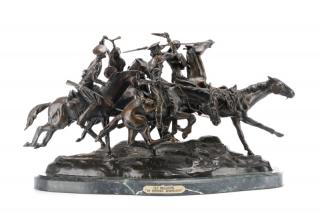 Appraisal: After Remington Old Dragoons Bronze Sculpture After Frederic Sackrider Remington