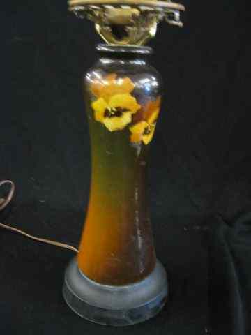 Appraisal: Louwelsa Style Art Pottery Lamp handpainted pansy decor '' body