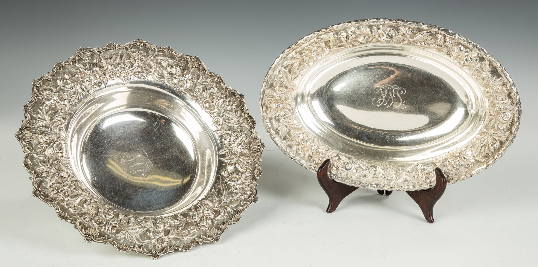 Appraisal: S Kirk and Son Sterling Silver Bowl with Repousse Flowers