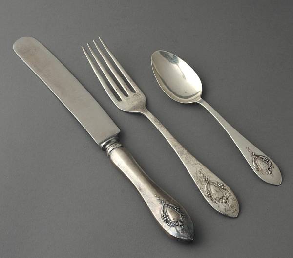 Appraisal: A suite of sterling flatware Lunt Silversmiths Greenfield MA Monogrammed