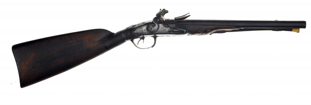 Appraisal: A FRENCH DOUBLE-BARRELLED FLINTLOCK GUN the cm barrels decorated in