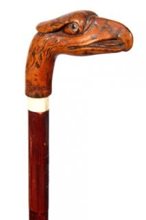 Appraisal: American Eagle Folk Cane- Ca - A carved whimsical hardwood