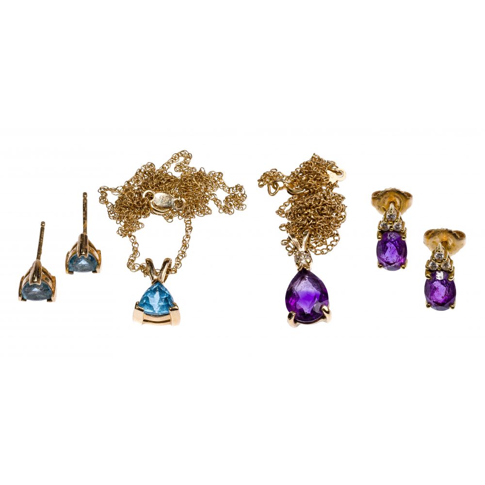 Appraisal: K YELLOW GOLD AND GEMSTONE EARRING AND NECKLACE SETS sets