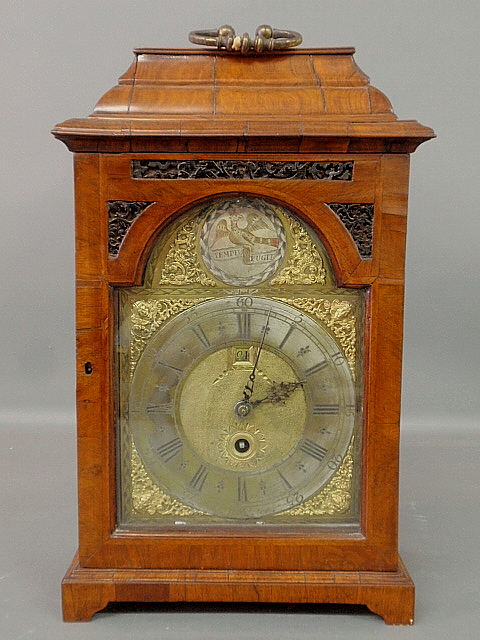 Appraisal: - Georgian burl walnut cased bracket clock c the face