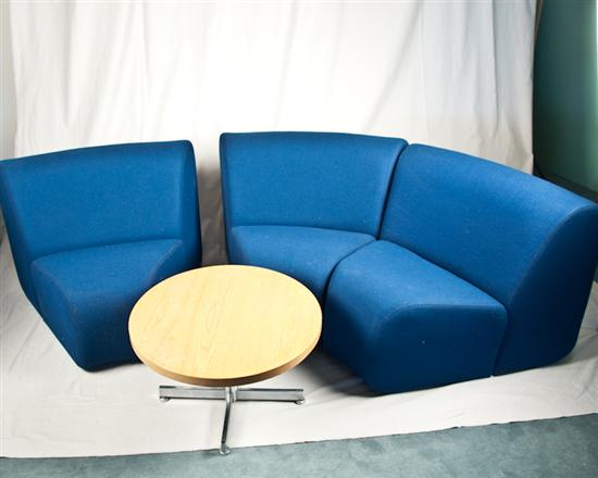 Appraisal: Vecta Contract Blue Sectional with three sections and small round