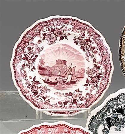 Appraisal: Historical purple transferware bread plate job and john jackson burslem