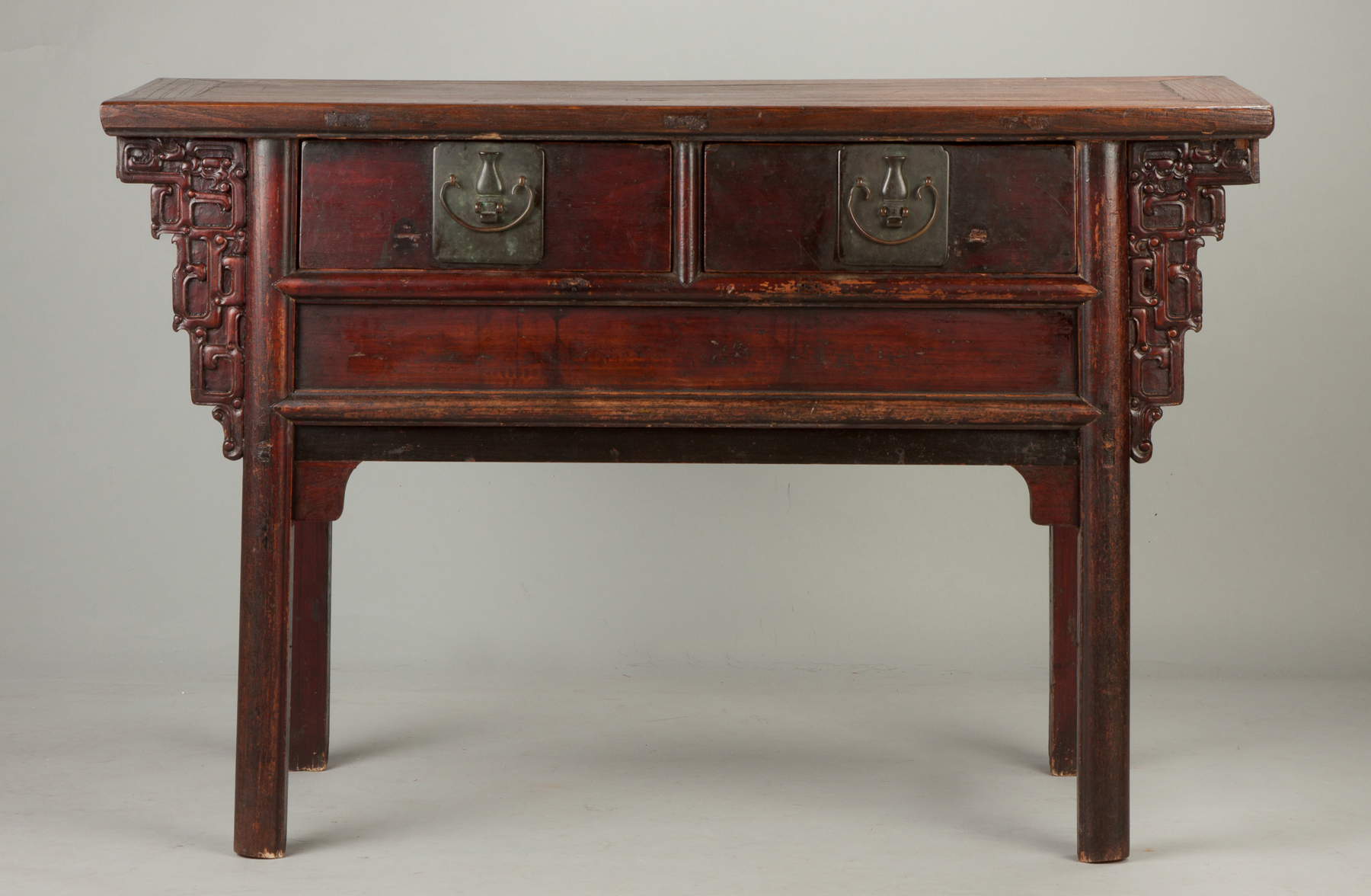 Appraisal: Chinese Carved Altar Table With drawers and brass hardware