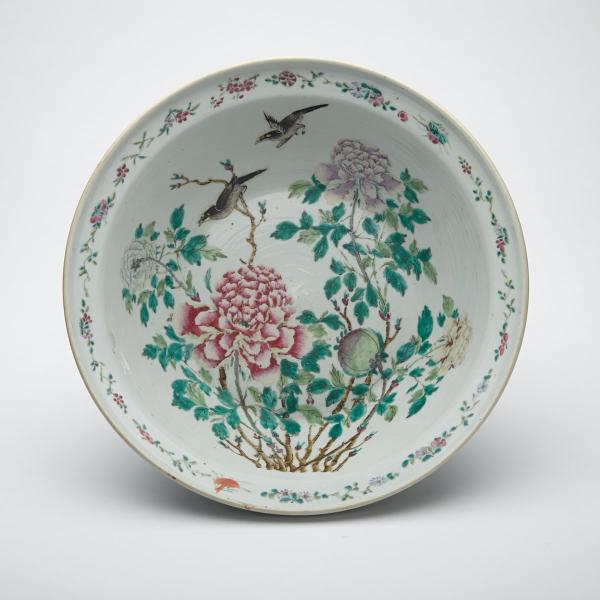 Appraisal: Large Famille Rose Magpie and Peony Basin Republican Period With