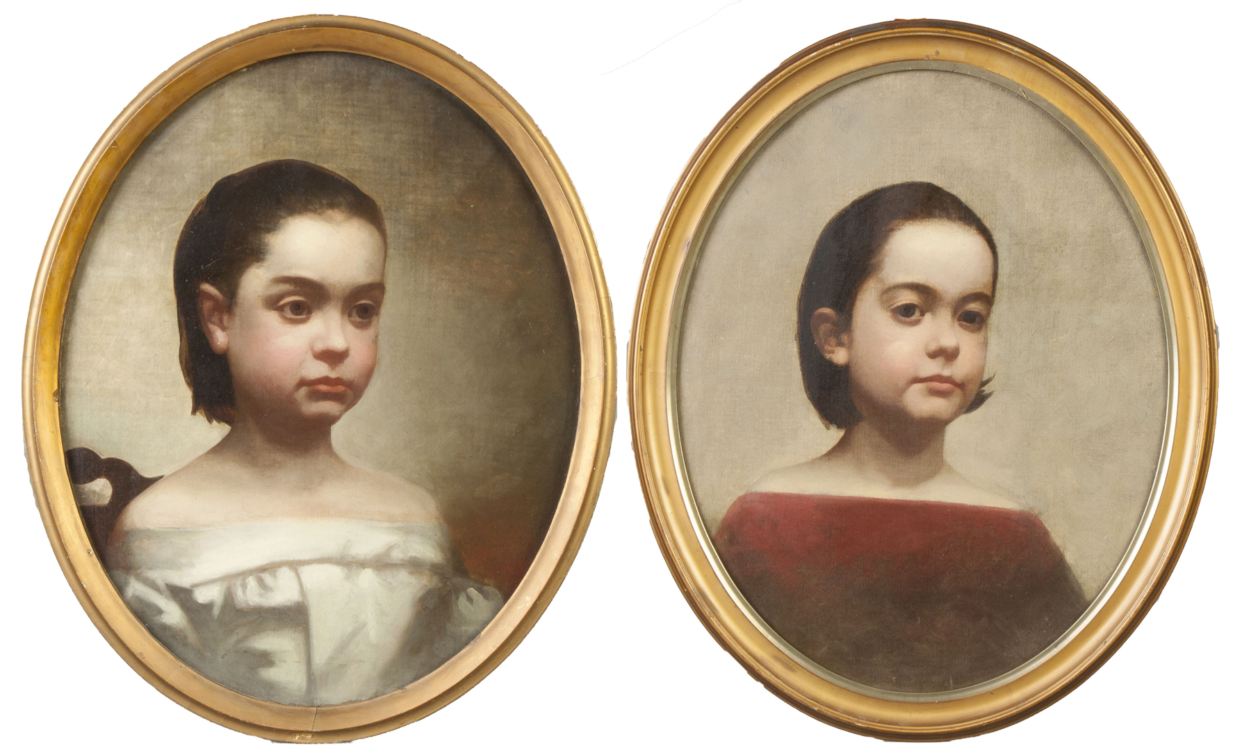 Appraisal: Two Portraits of young girls Oil canvas