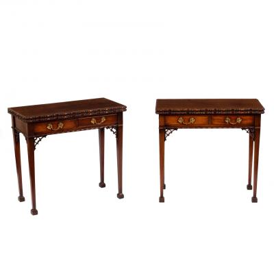 Appraisal: An Edwardian tea table and matching card table each with