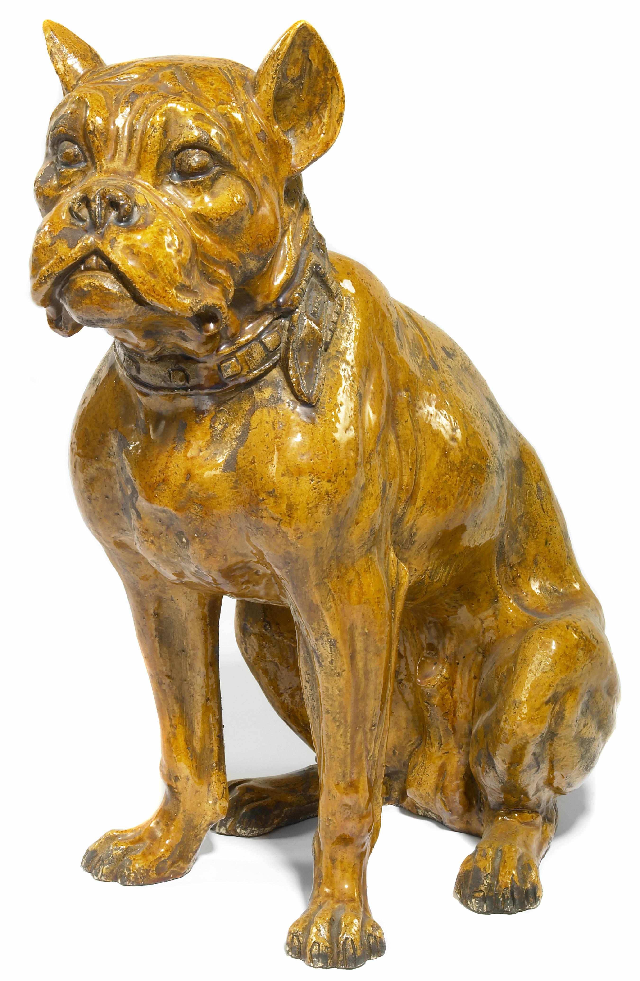 Appraisal: An Italian glazed earthenware model of a bulldog th century