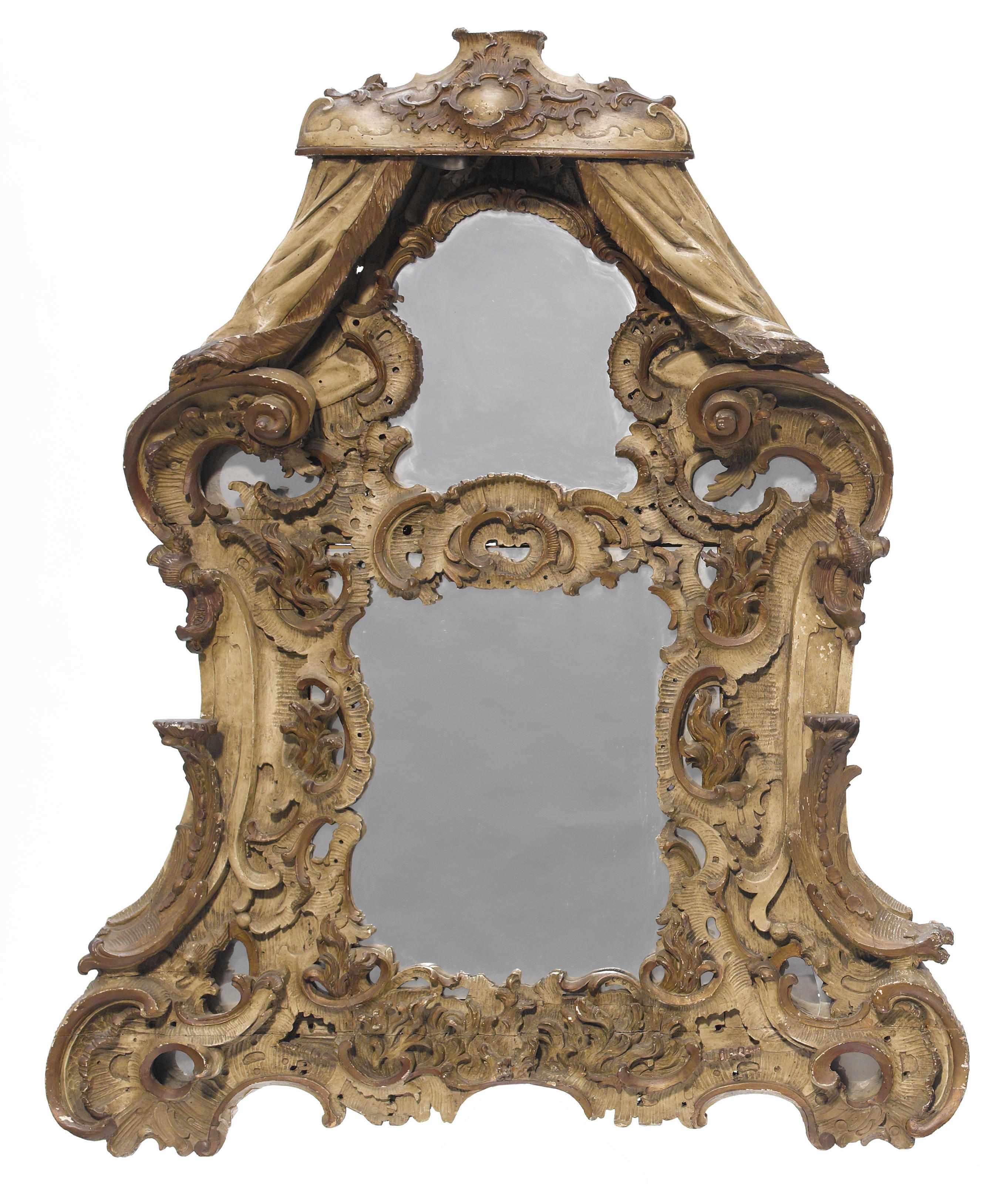 Appraisal: A Continental Rococo style parcel gilt and paint decorated mirror