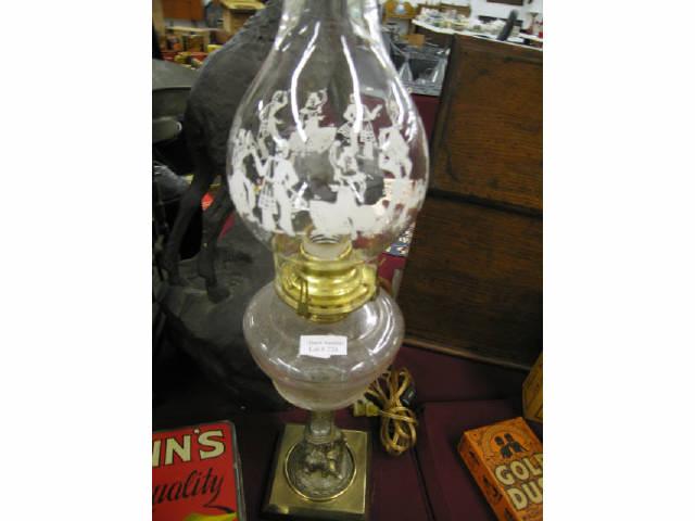 Appraisal: Victorian Oil Lamp boy dog at base