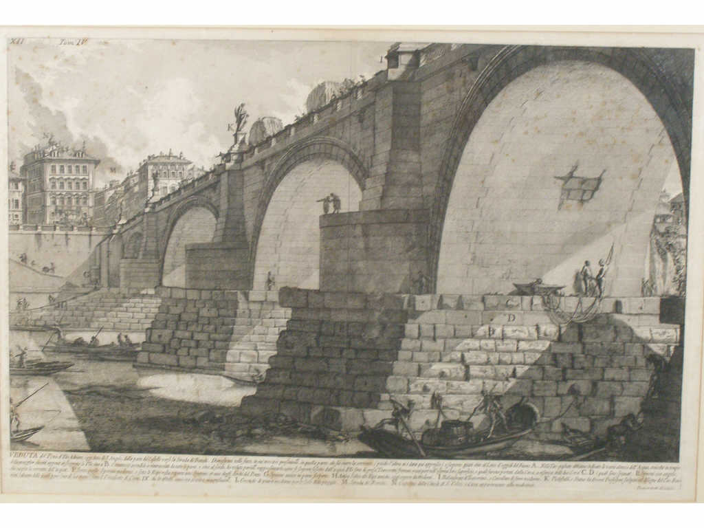 Appraisal: Giovanni Piranesi It - Ponte Adriano etching titled in plate