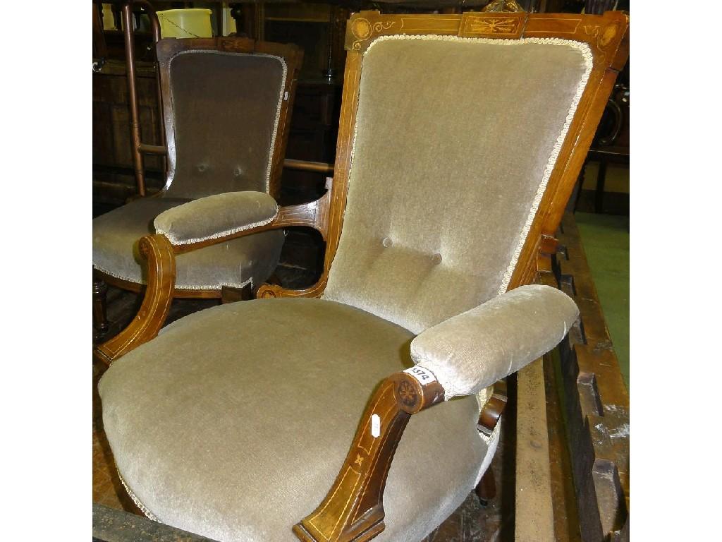 Appraisal: A pair of Edwardian drawing room chairs with upholstered seats