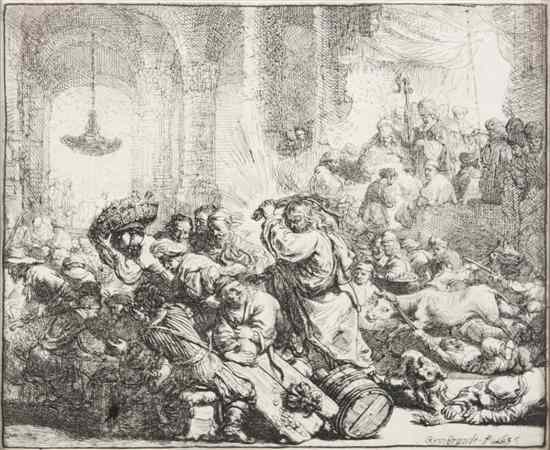 Appraisal: Rembrandt van Rijn Dutch - Christ Driving the Money Changers