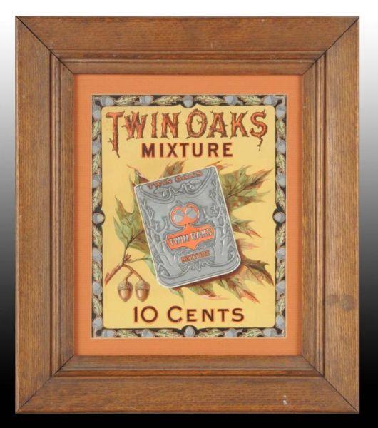 Appraisal: Twin Oaks Mixture Cardboard Sign Description Circa Nicely embossed Matted