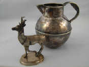 Appraisal: A silver plated stag container with removable head approx cm