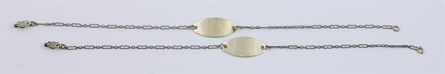 Appraisal: Rare Pair of Matching Antique Ladies ID Anklets each long