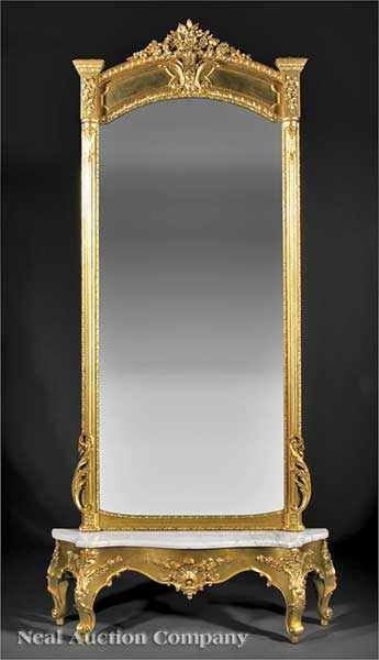 Appraisal: An American Rococo Carved and Gilded Pier Mirror and Console