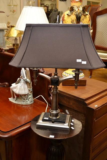 Appraisal: BRUSHED METAL TWIN BRANCH DESK LAMP BRUSHED METAL TWIN BRANCH