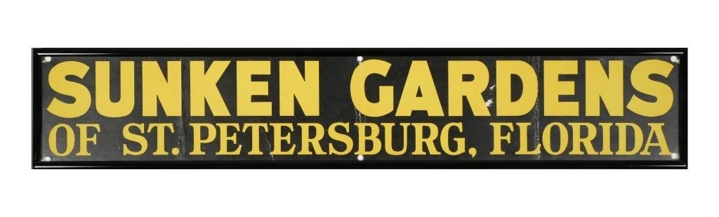 Appraisal: ST PETERSBURG VINTAGE SUNKEN GARDENS SIGNVintagesign for Sunken Gardens -