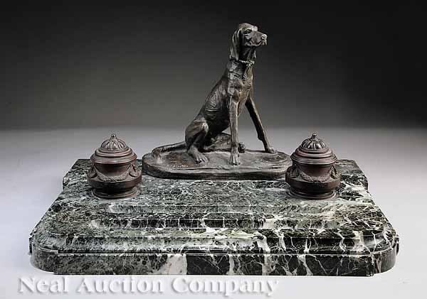 Appraisal: A Large French Bronze-Mounted Marble Encrier late th c the