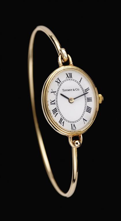 Appraisal: karat yellow gold lady's wristwatch Tiffany Co contemporary Bangle bracelet