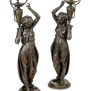 Appraisal: A Pair of French Bronze Figures Cast by Victor Paillard