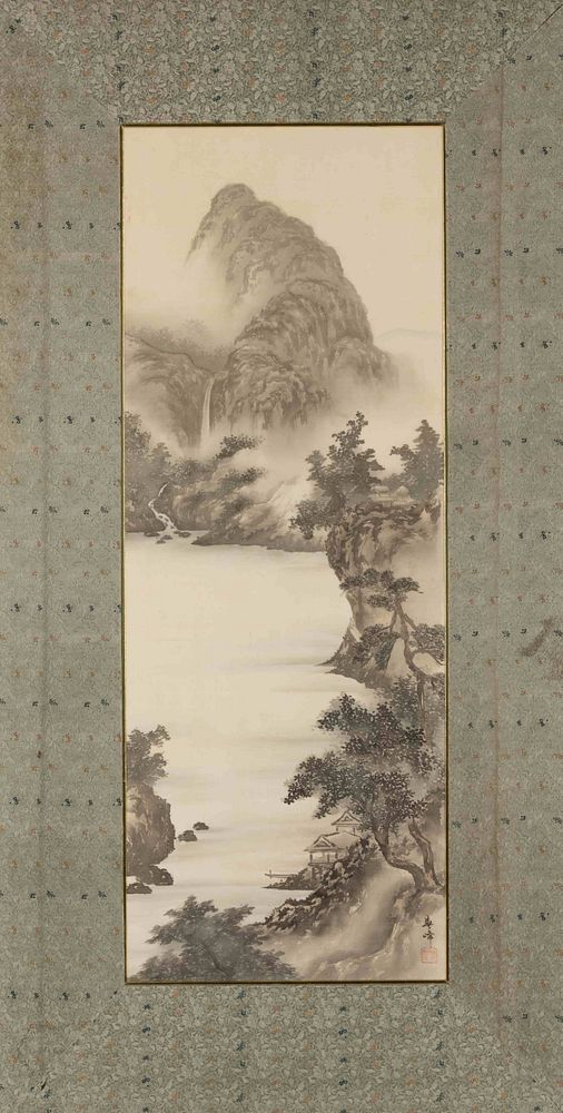 Appraisal: Shunpo Shunpo Landscape ink on silk framed signed Shunpo an