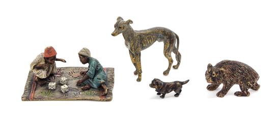 Appraisal: Sale Lot Four Austrian Cold Painted Bronzes comprising a Bergman