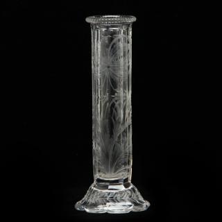 Appraisal: Libbey Cut Glass Bud Vase circa rock engraved with floral