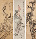 Appraisal: Three Chinese Scrolls Chiang T'ing-Hsi Chinese Birds and Blossoms Ink