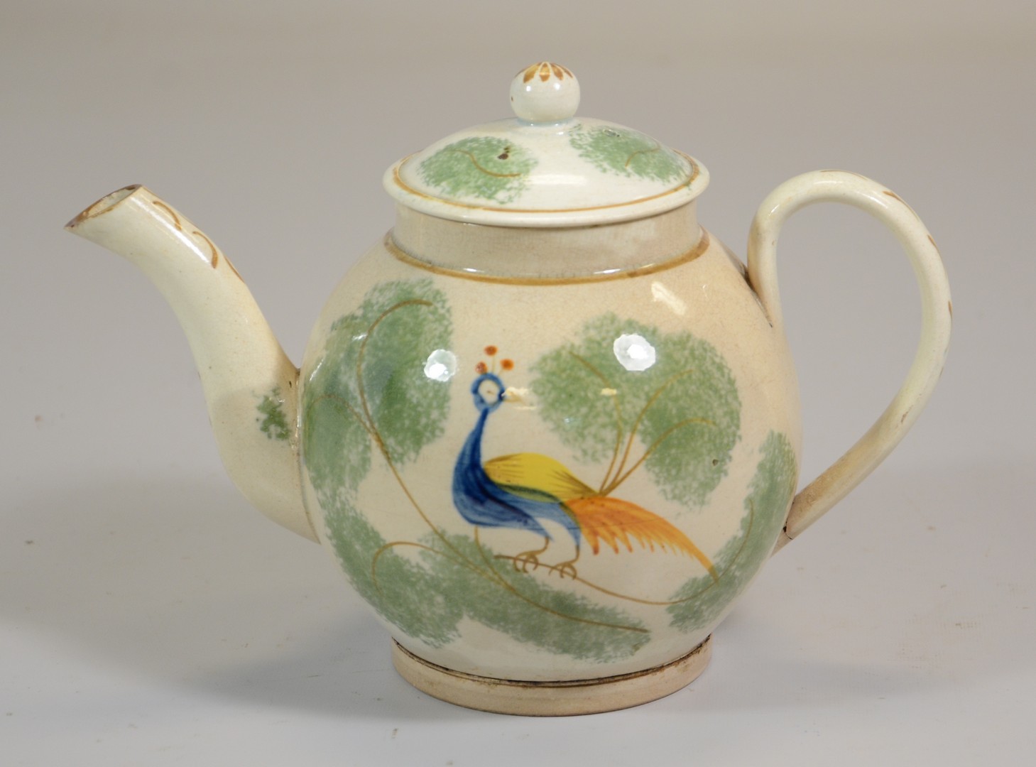 Appraisal: English Staffordshire pearl ware peafowl teapot general discoloration and wear