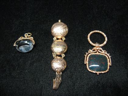 Appraisal: Assortment of watch accessories karat yellow gold one intaglio fob