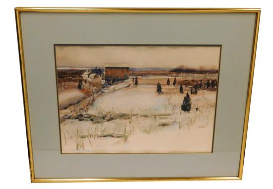 Appraisal: Robert Revak Dublac American - watercolor on paper depicting winter