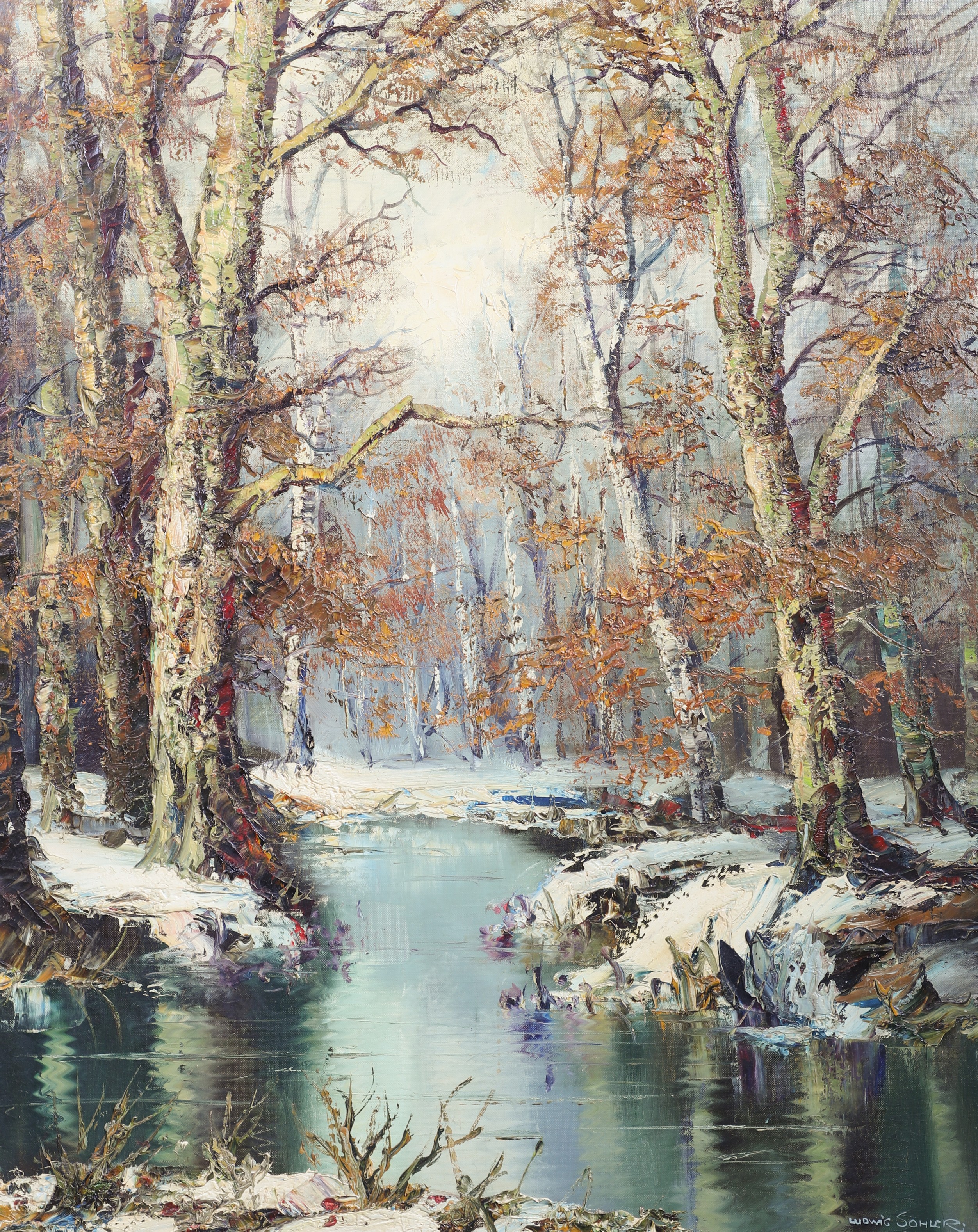 Appraisal: Ludwig Sohler German - Winter Landscape Painting oil on canvas