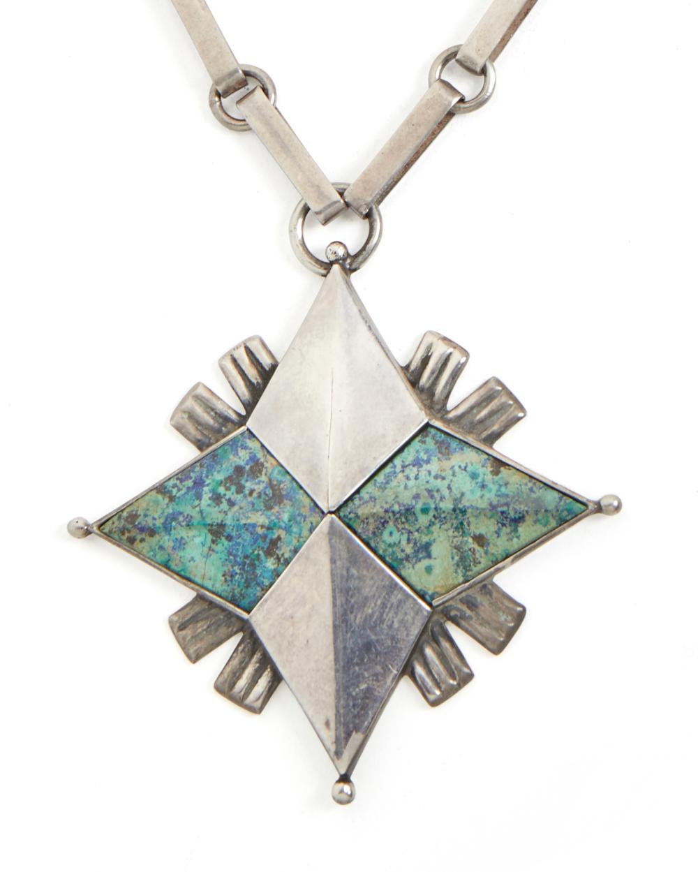 Appraisal: A William Spratling North Star sterling silver and azurmalachite pendant